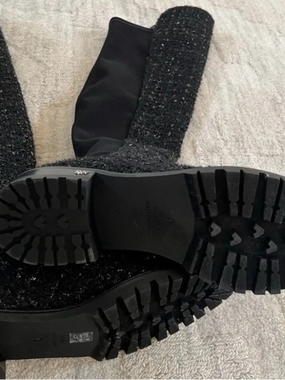 Stuart Weitzman City Boots Boucle and Leather